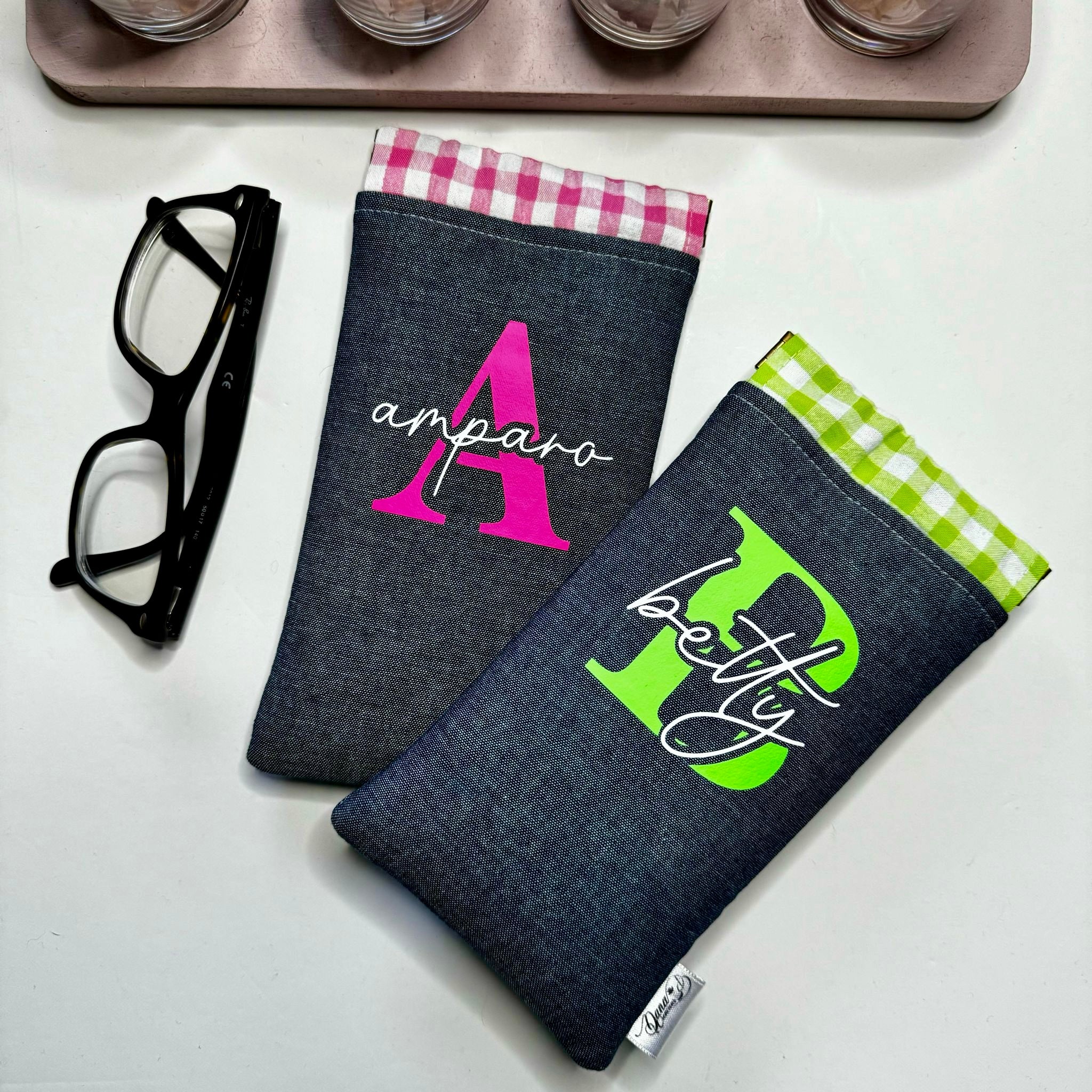 Funda de Gafas Vaquero Personalizada con Inicial y Nombre