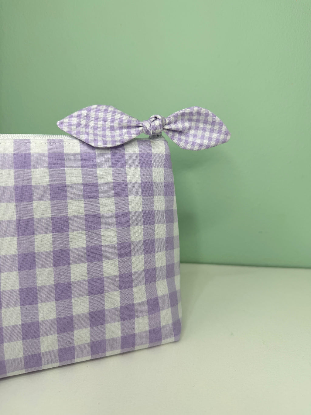 Neceser personalizado - Vichy lila con lacito