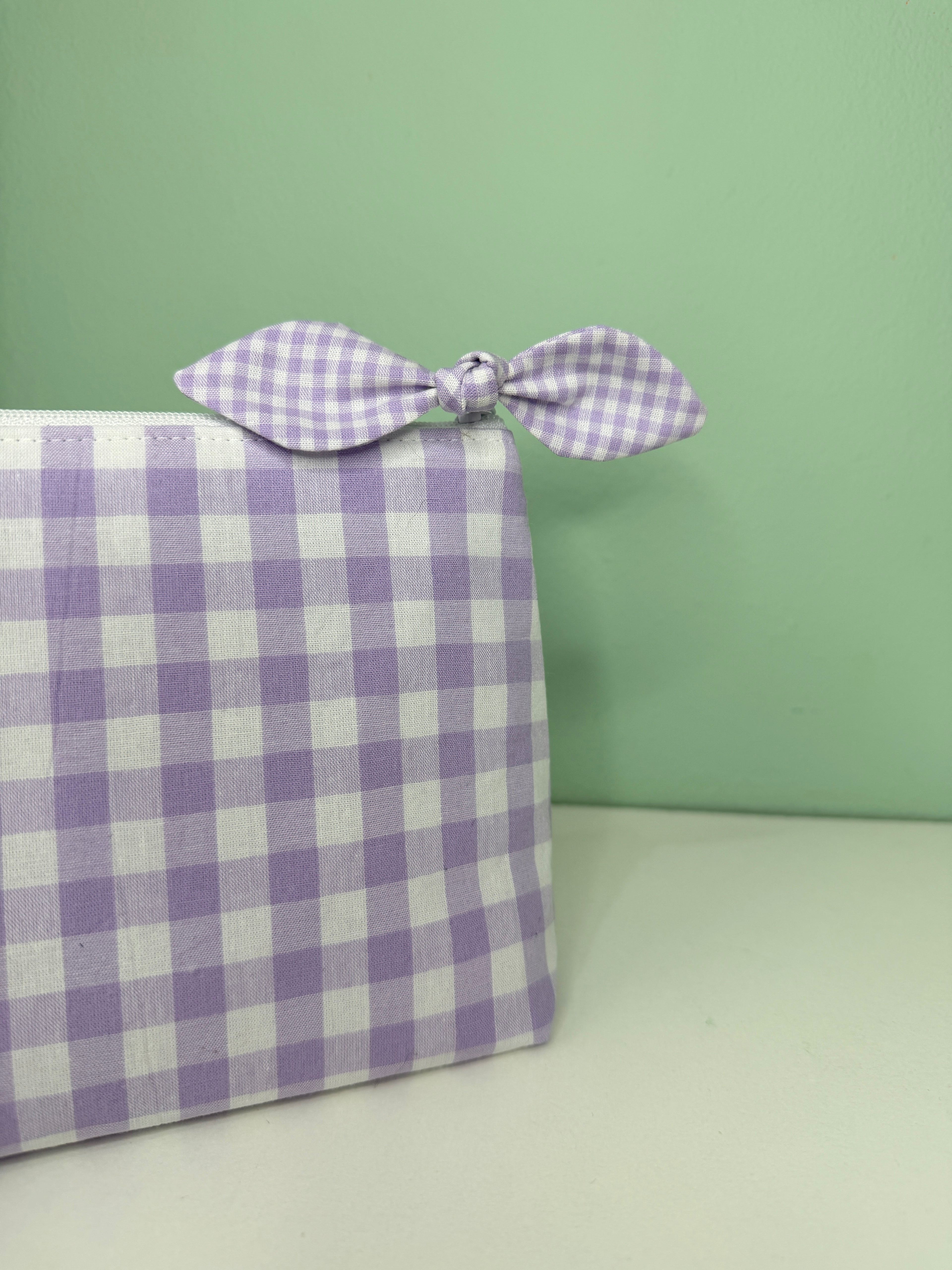 Neceser personalizado - Vichy lila con lacito