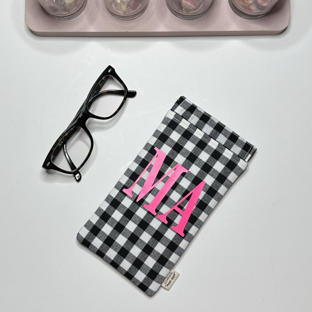 Funda de Gafas Acolchada · Vichy Varios Colores · Personalizada con Inicial