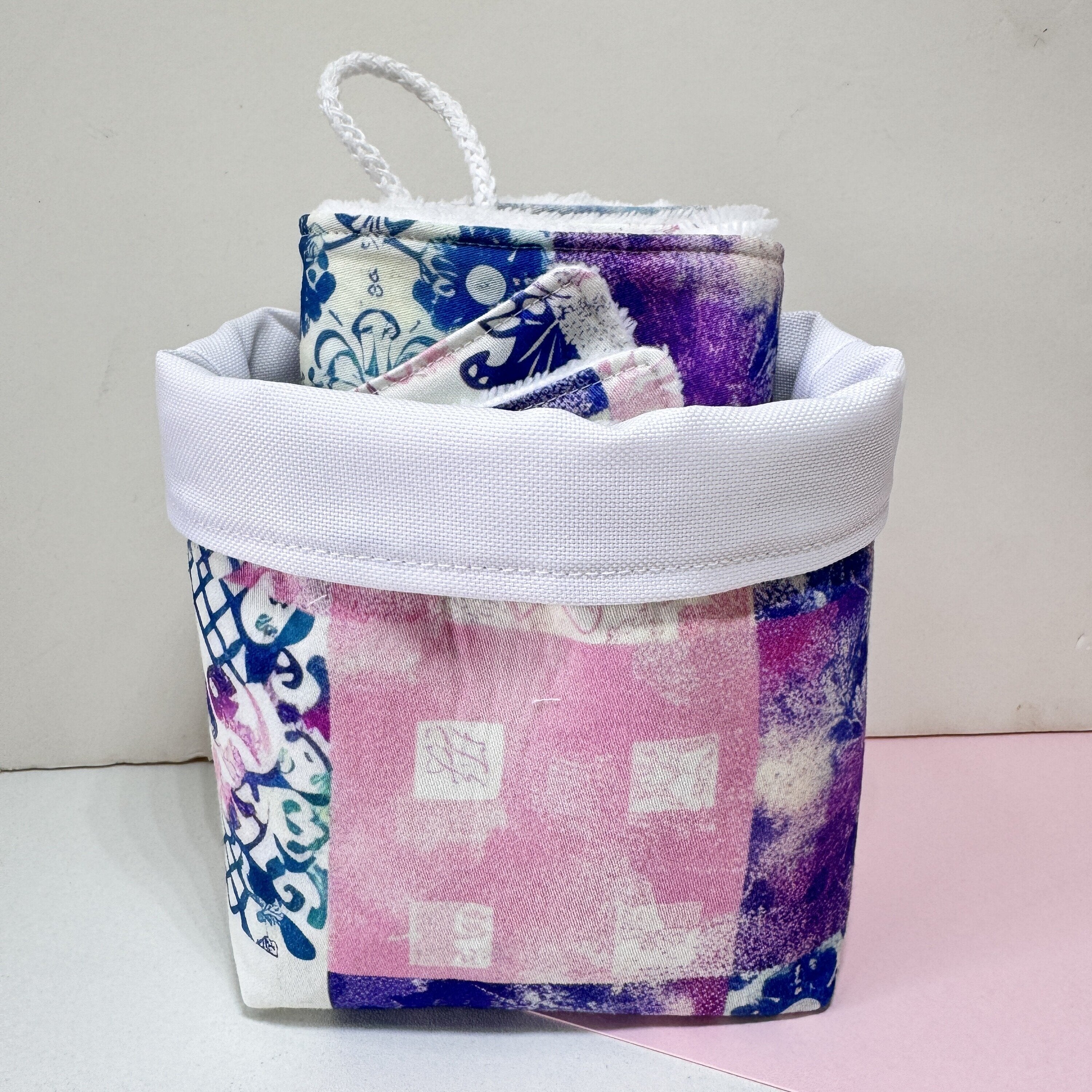 Cesta Skincare "Patchwork" con Toallitas de Rizo de Bambú