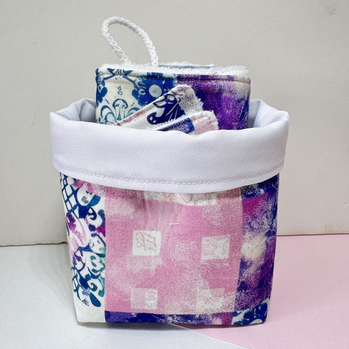 Cesta Skincare "Patchwork" con Toallitas de Rizo de Bambú